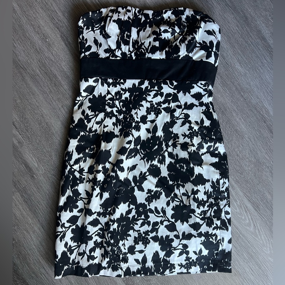 Black and White Floral Mini Dress
